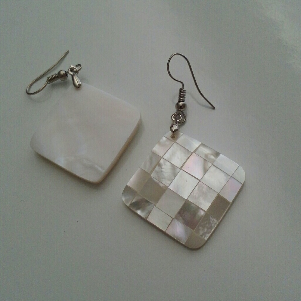 Diamond Mother of Pearl Earrings - Picture 7 of 7
